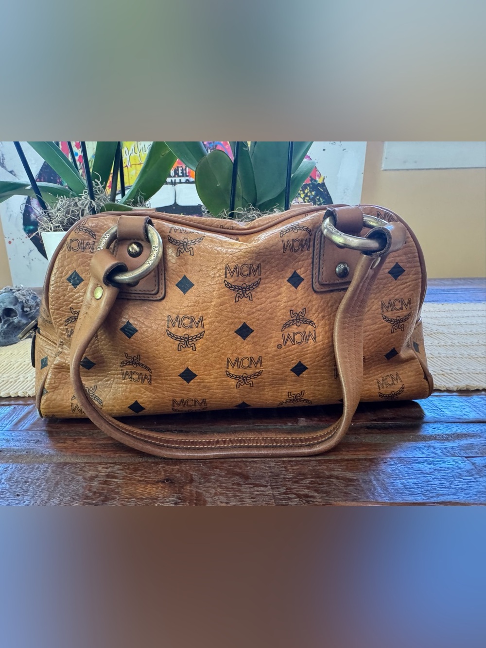 MCM Cognac Visetos Monogram dual-pocket satchel - Picture 6 of 17